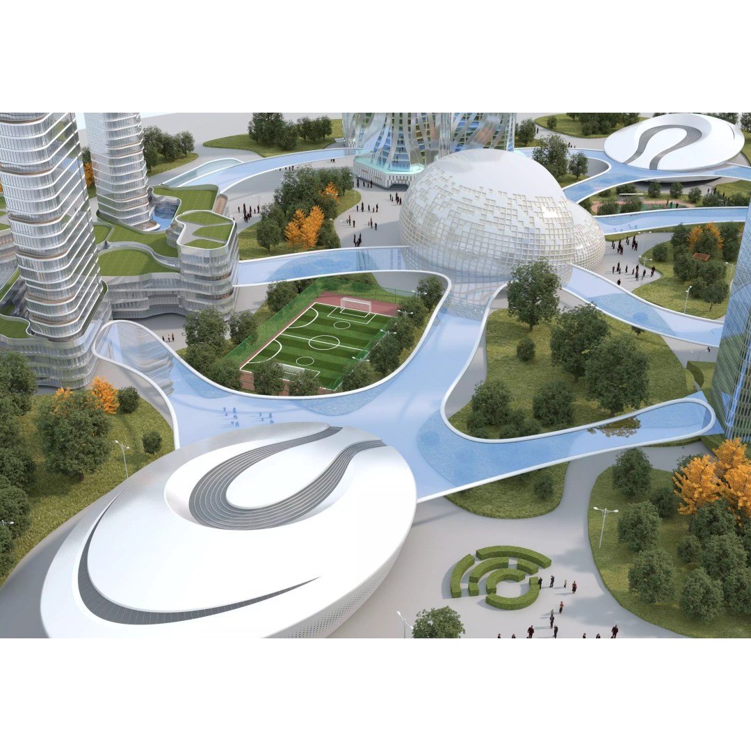 Future City 3D Model – Low-Poly Cityscape for Games, FBX, OBJ - View 5