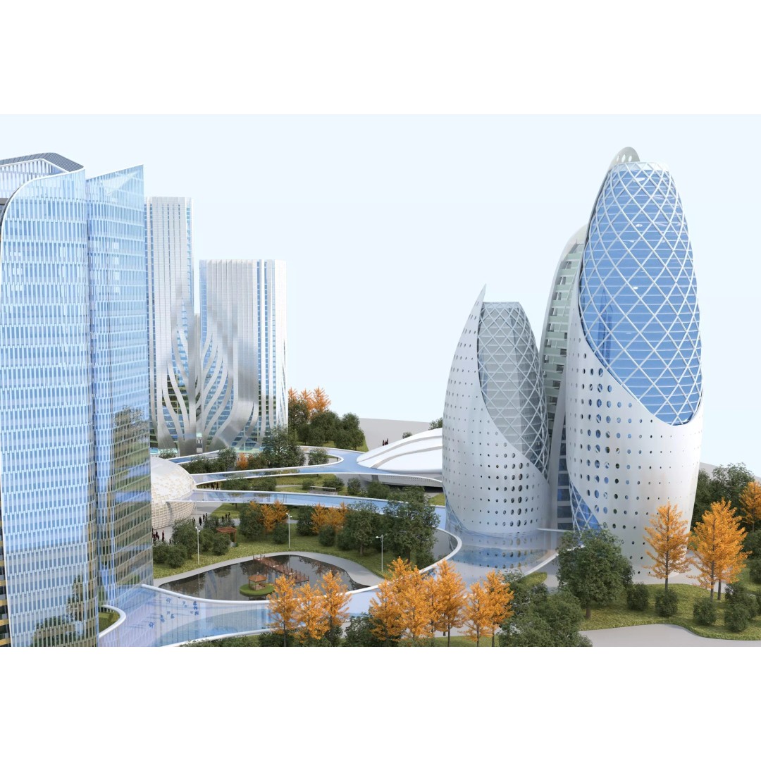 Future City 3D Model – Low-Poly Cityscape for Games, FBX, OBJ - View 6