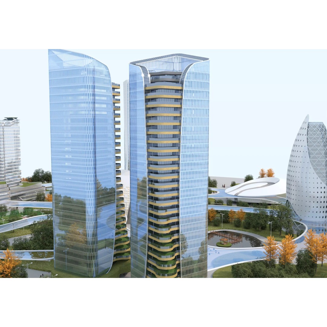 Future City 3D Model – Low-Poly Cityscape for Games, FBX, OBJ - View 7
