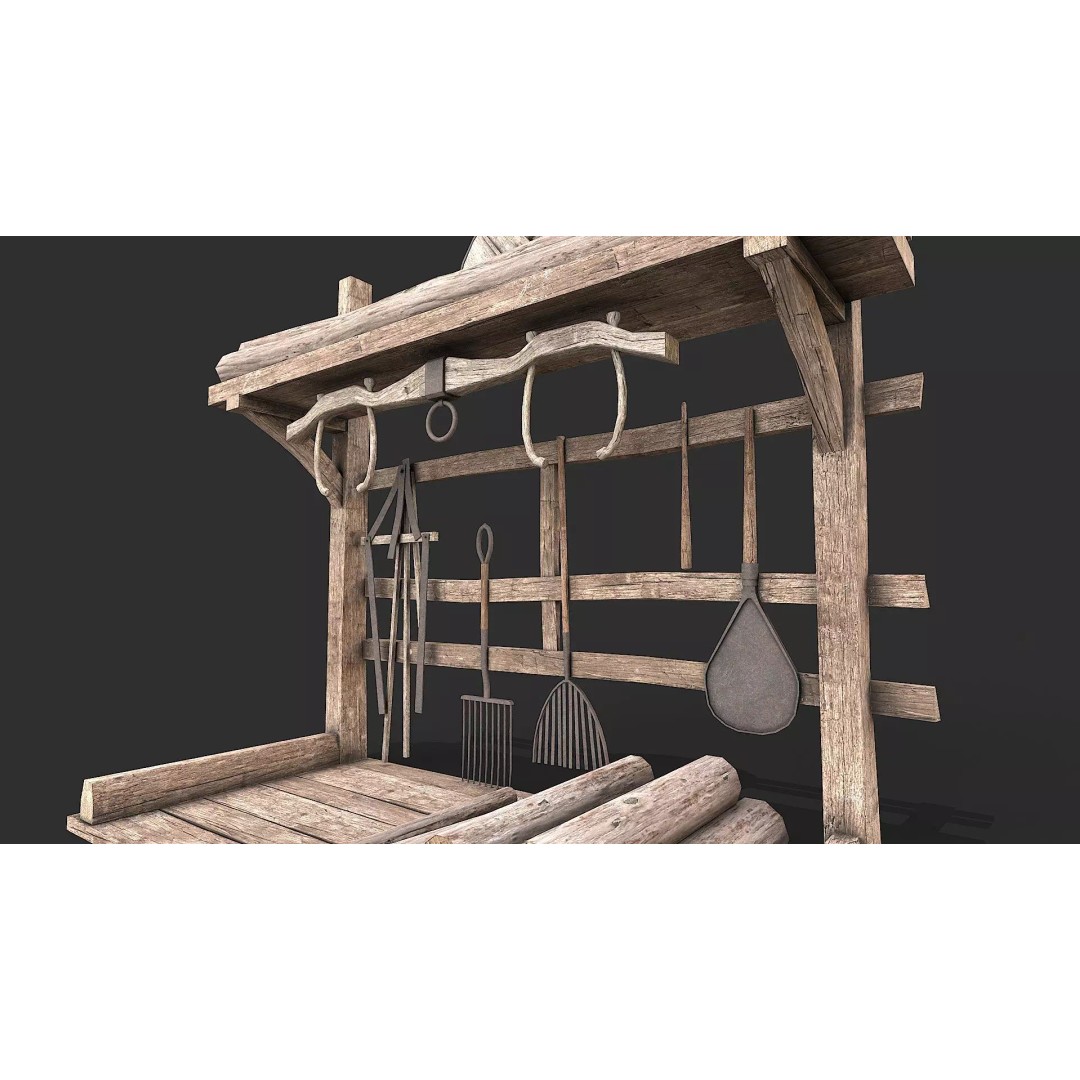 Medieval Farm Tools 3D Model – Low Poly Game Ready Asset, FBX - View 13