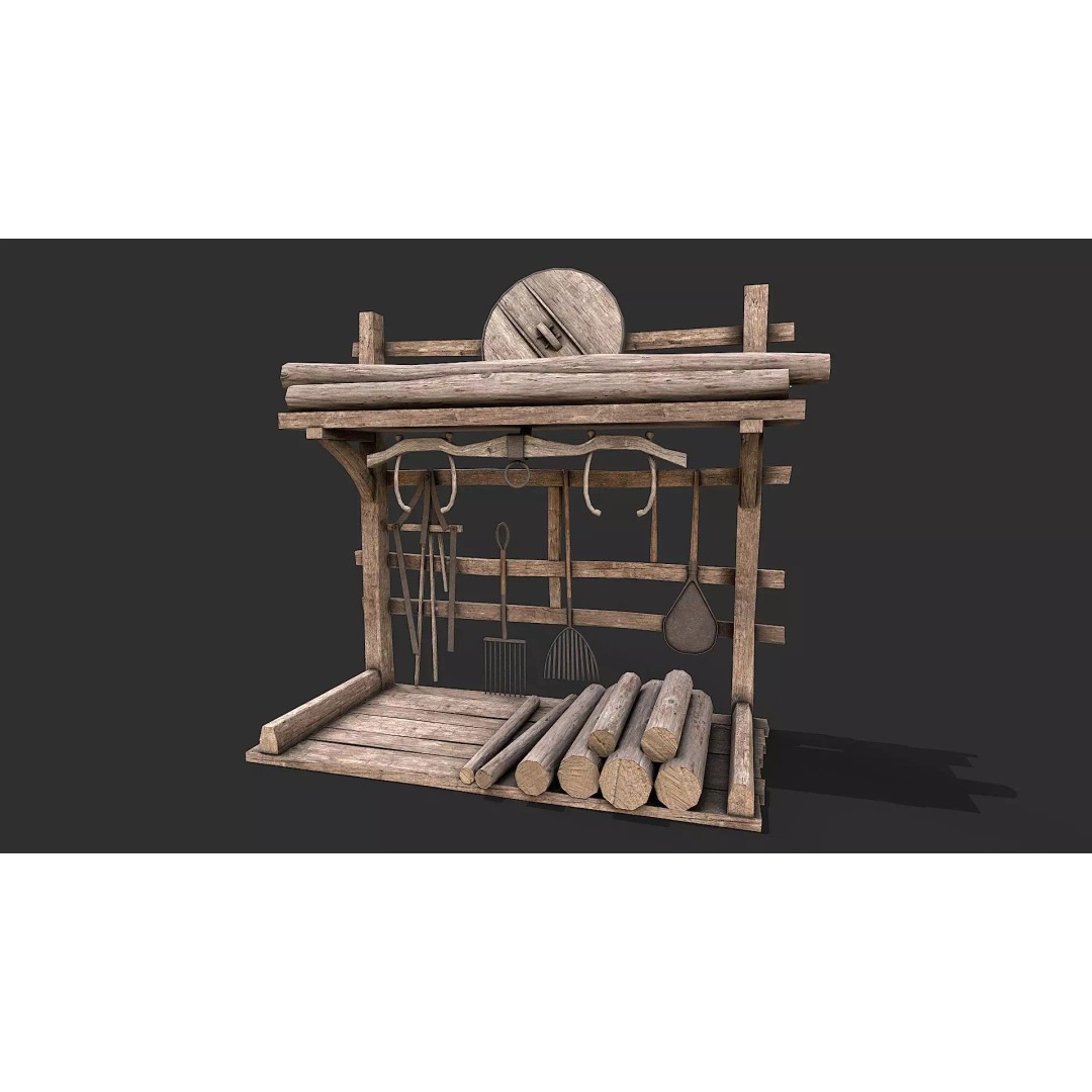 Medieval Farm Tools 3D Model – Low Poly Game Ready Asset, FBX - View 5