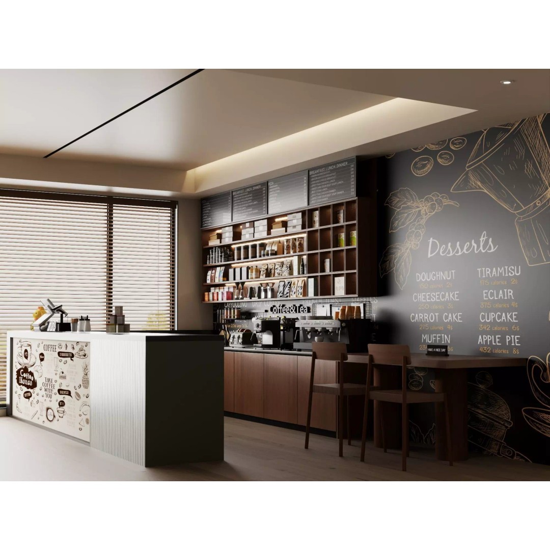 Coffee Shop Counter 3D Model – Low Poly Interior Design Asset, FBX - View 10