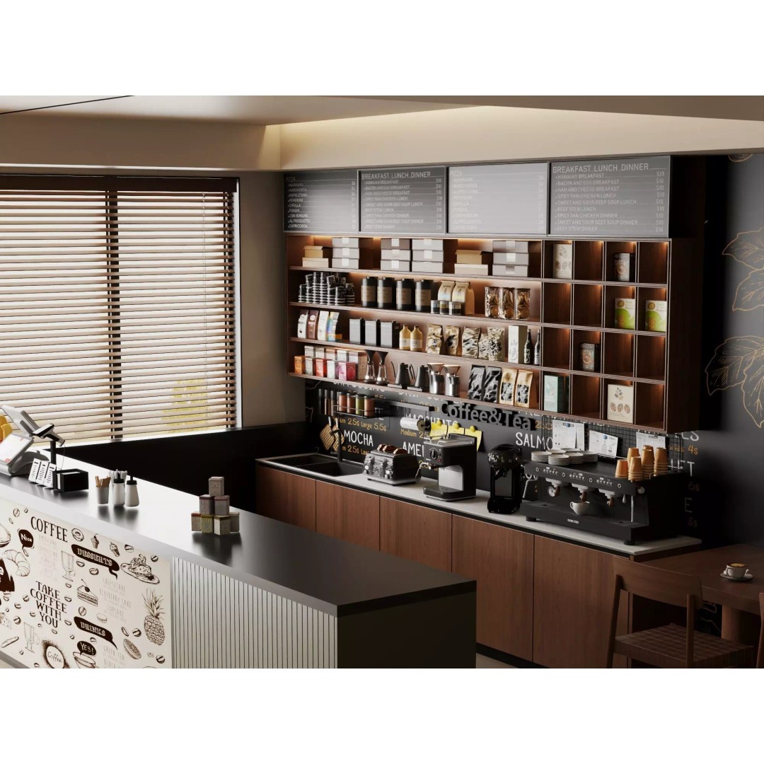 Coffee Shop Counter 3D Model – Low Poly Interior Design Asset, FBX - View 11