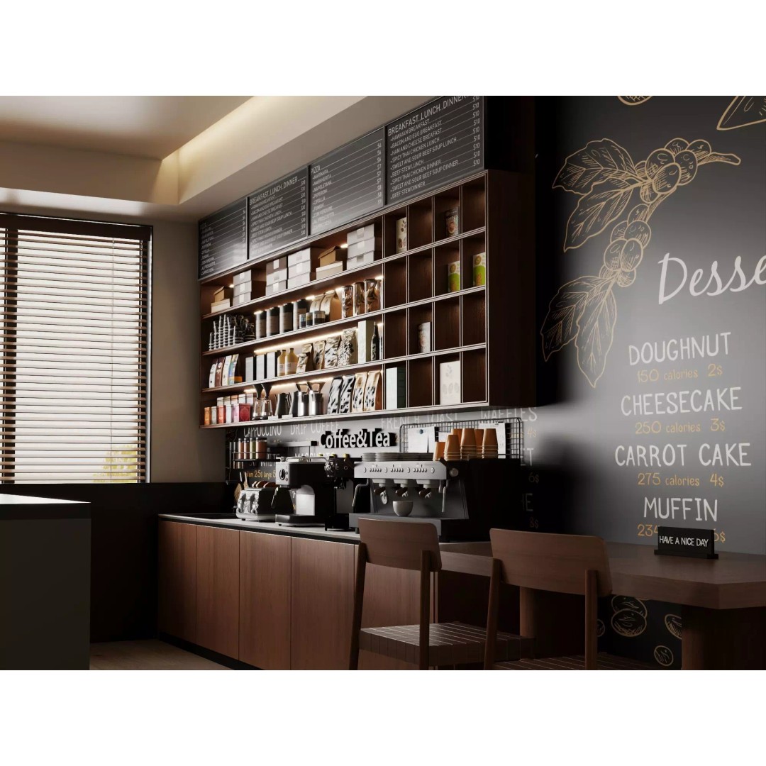 Coffee Shop Counter 3D Model – Low Poly Interior Design Asset, FBX - View 12