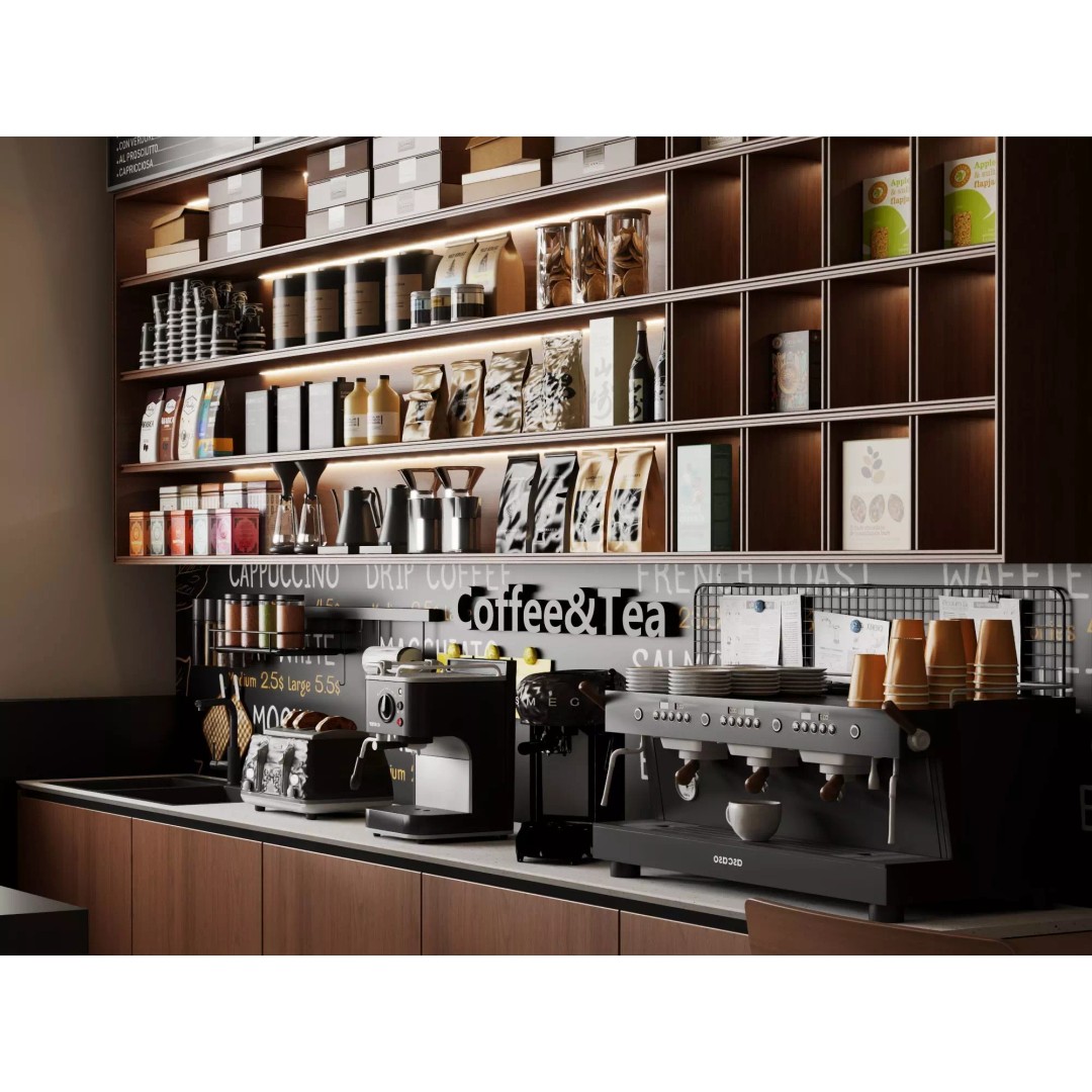 Coffee Shop Counter 3D Model – Low Poly Interior Design Asset, FBX - View 13