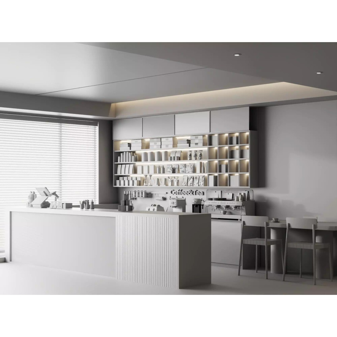 Coffee Shop Counter 3D Model – Low Poly Interior Design Asset, FBX - View 19