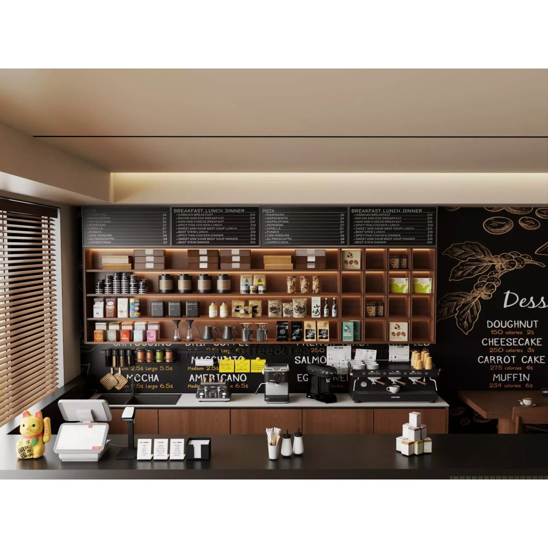 Coffee Shop Counter 3D Model – Low Poly Interior Design Asset, FBX - View 5