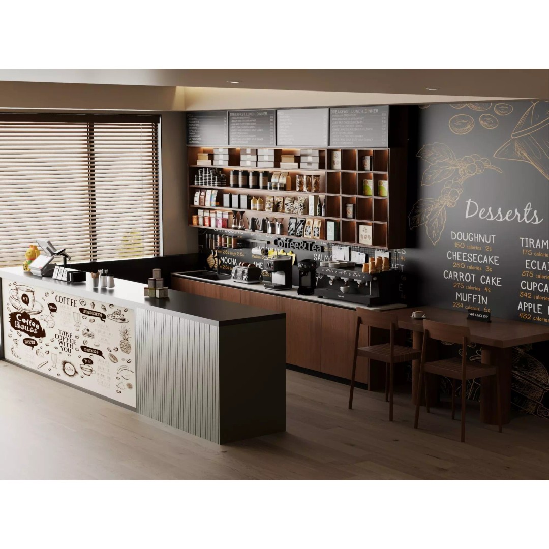 Coffee Shop Counter 3D Model – Low Poly Interior Design Asset, FBX - View 8