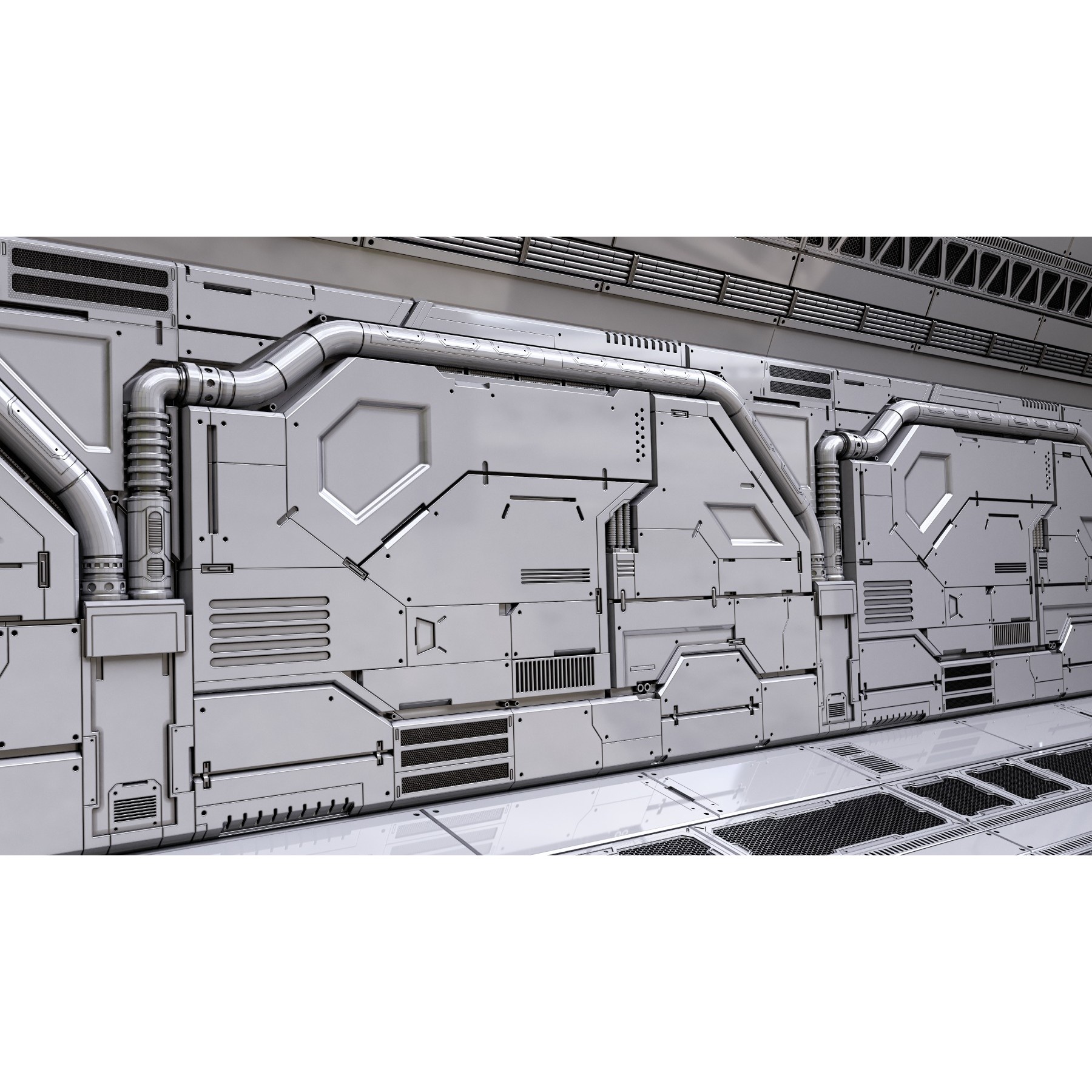 Sci-Fi Wall Panels Vol 01 - Game-Ready 3D Model