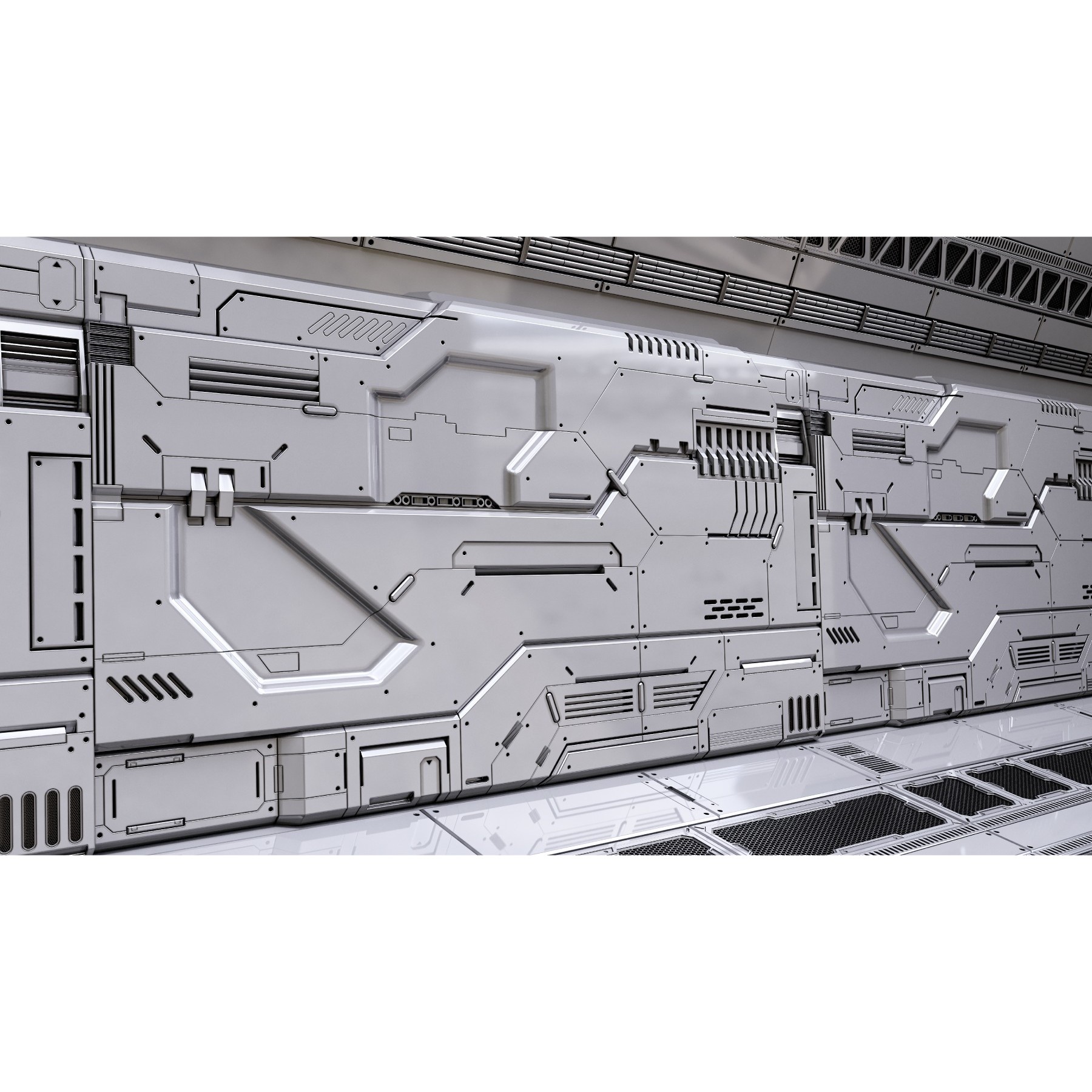 Sci-Fi Wall Panels Vol 01 - Game-Ready 3D Model - View 10