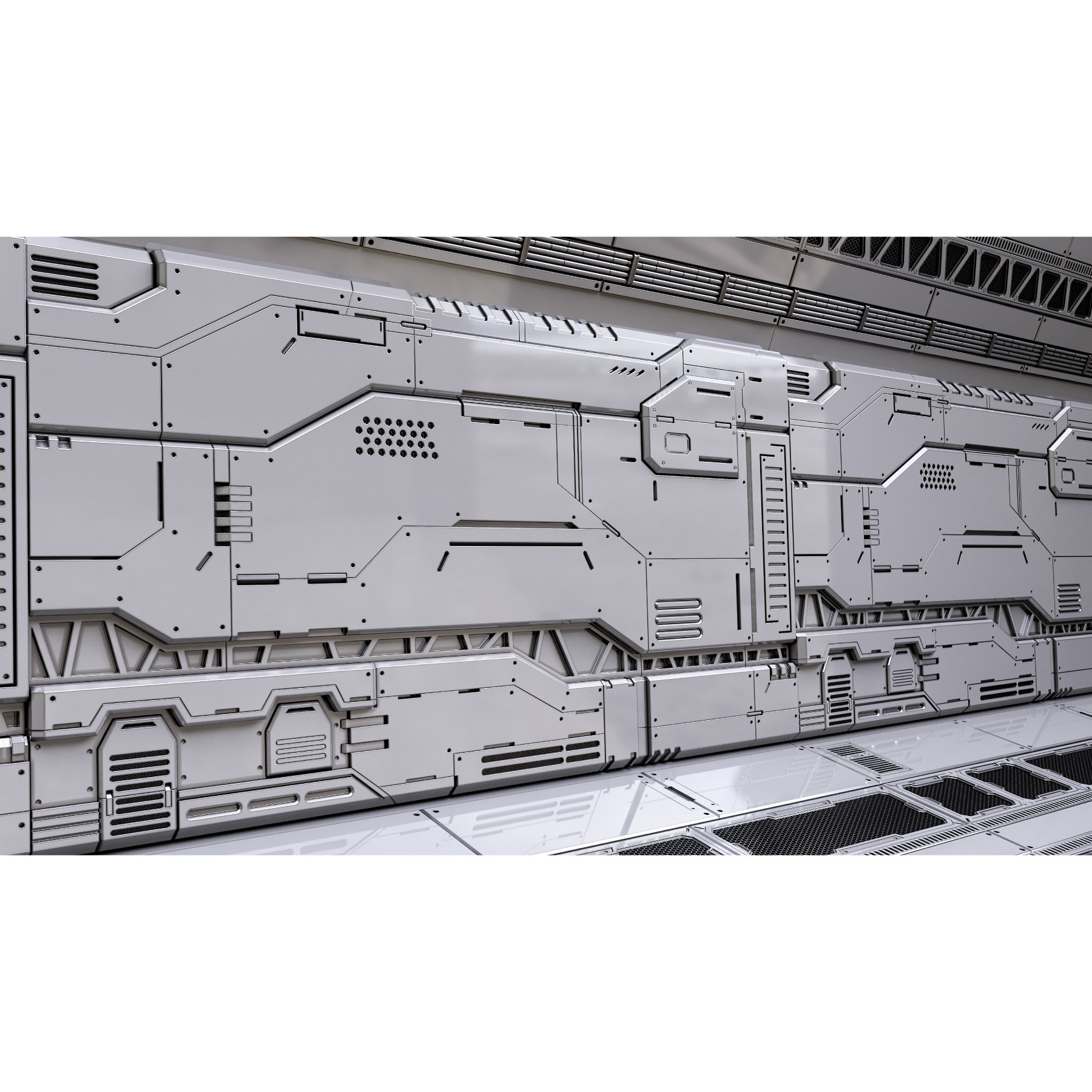 Sci-Fi Wall Panels Vol 01 - Game-Ready 3D Model - View 12