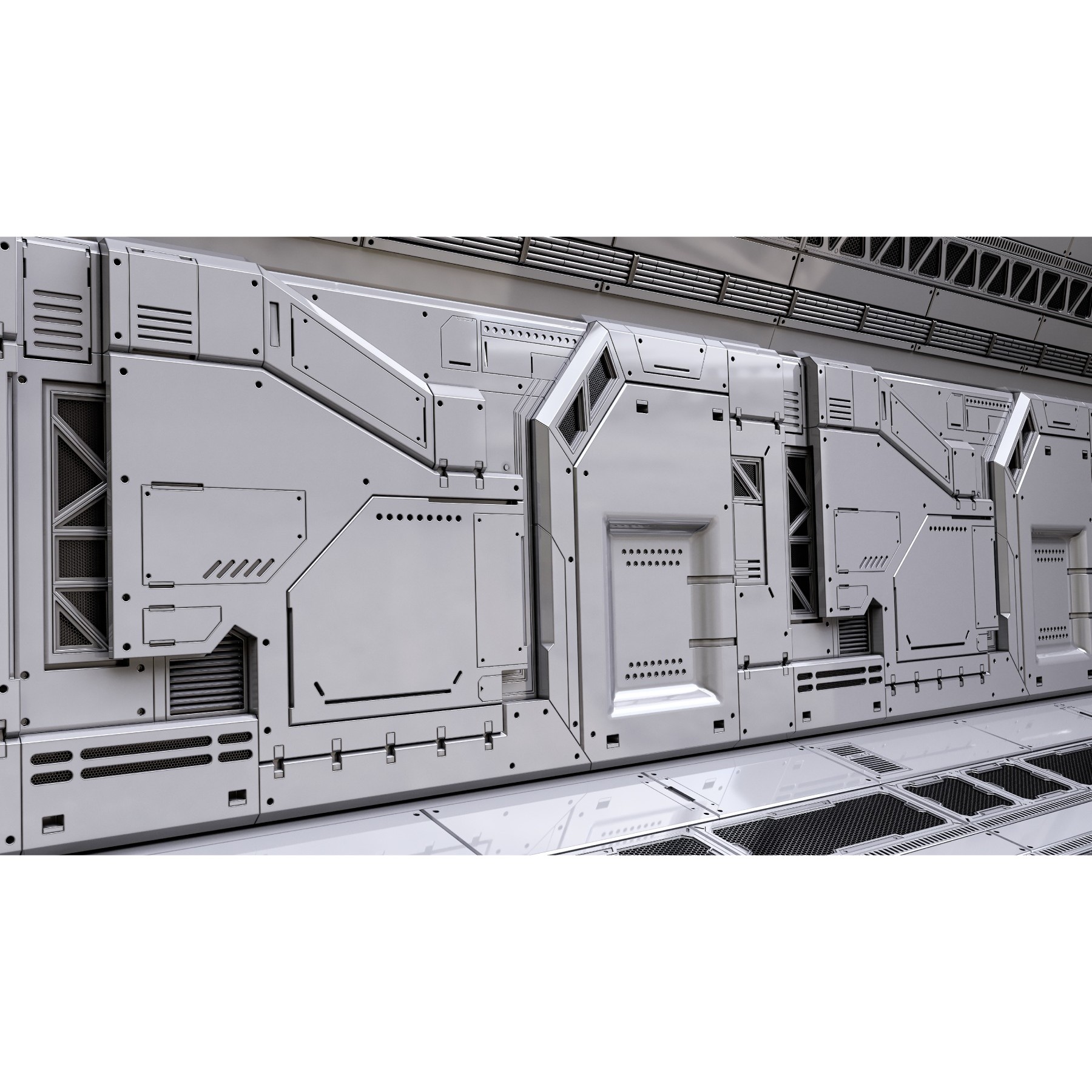 Sci-Fi Wall Panels Vol 01 - Game-Ready 3D Model - View 14