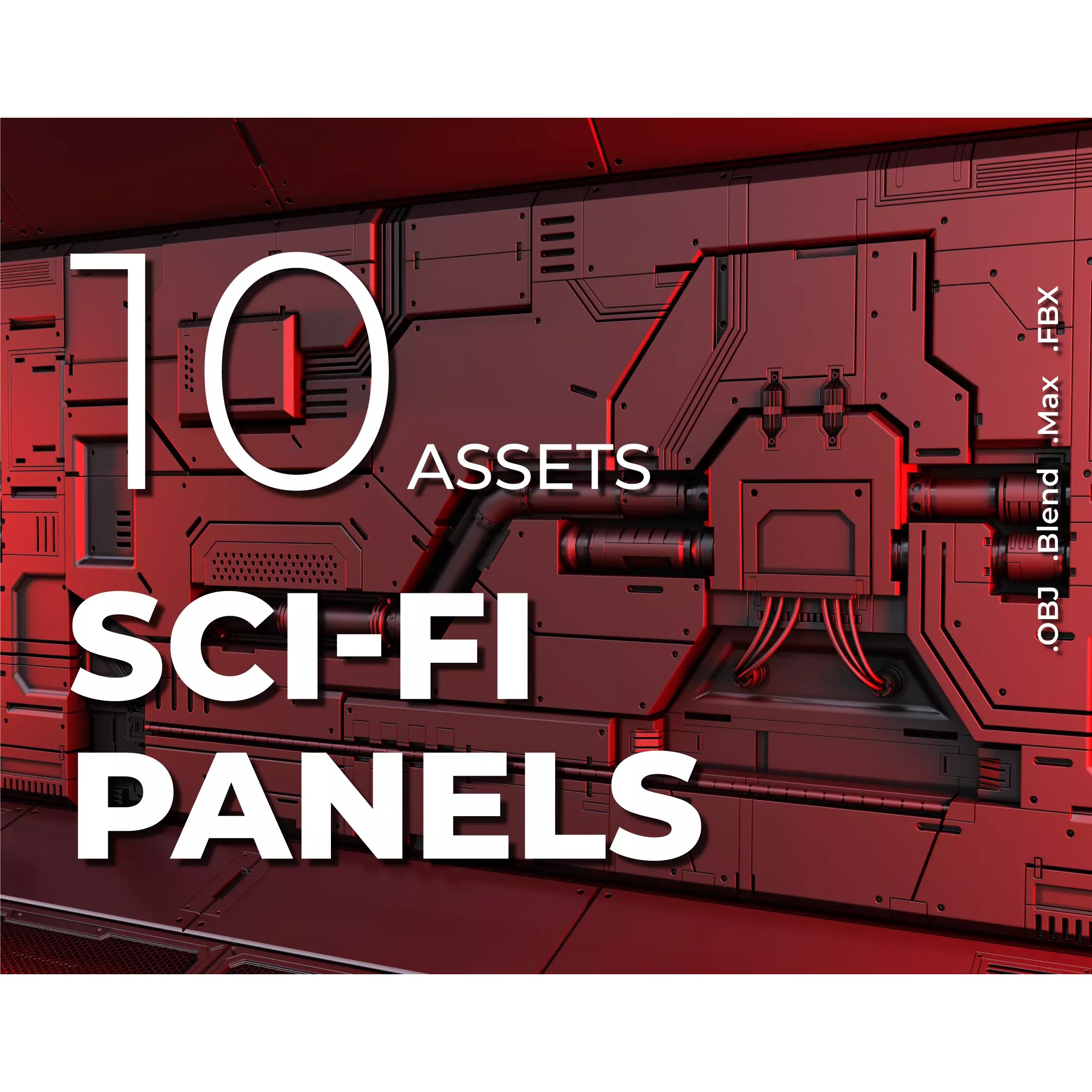 Sci-Fi Wall Panels Vol 01 - Game-Ready 3D Model - View 2