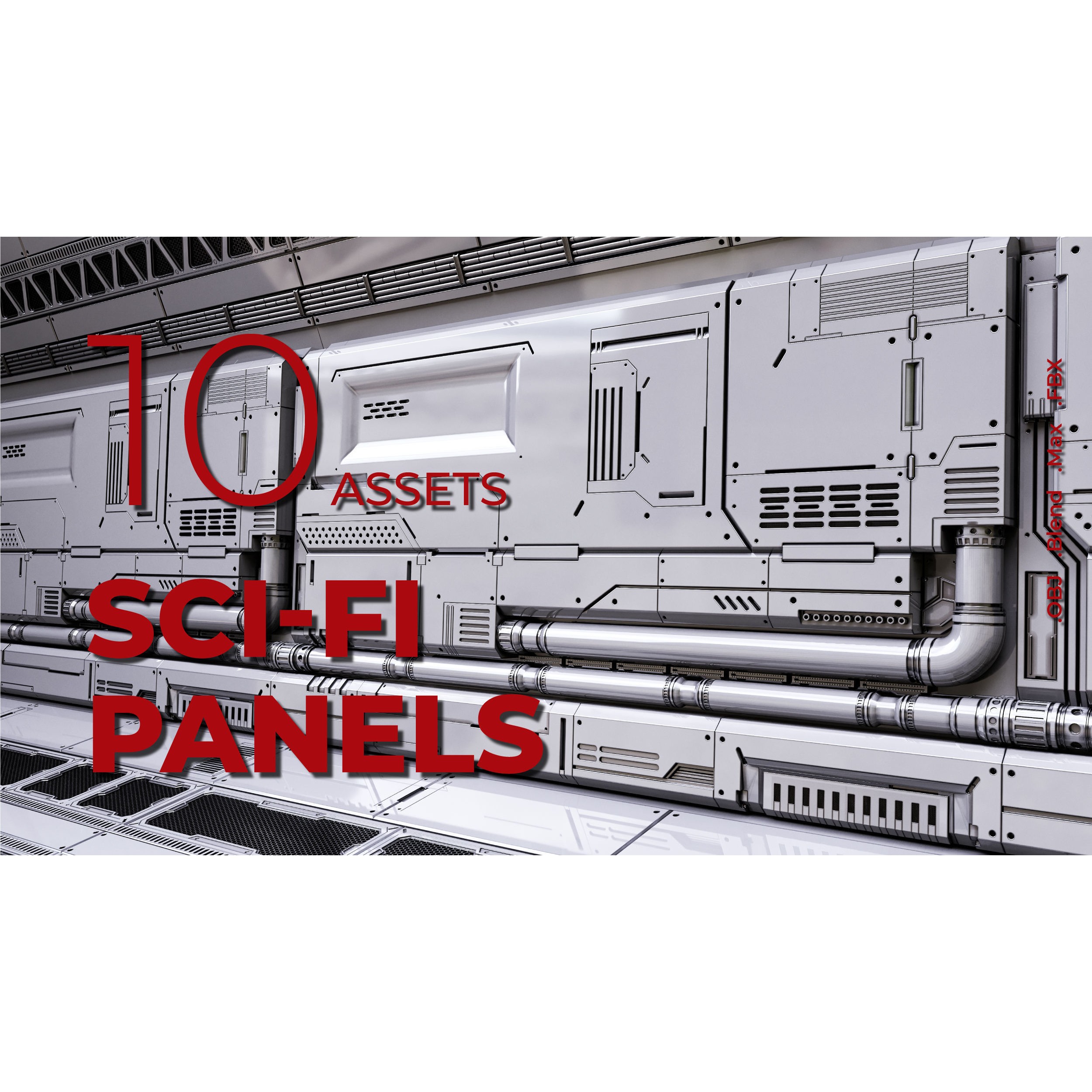 Sci-Fi Wall Panels Vol 01 - Game-Ready 3D Model - View 3
