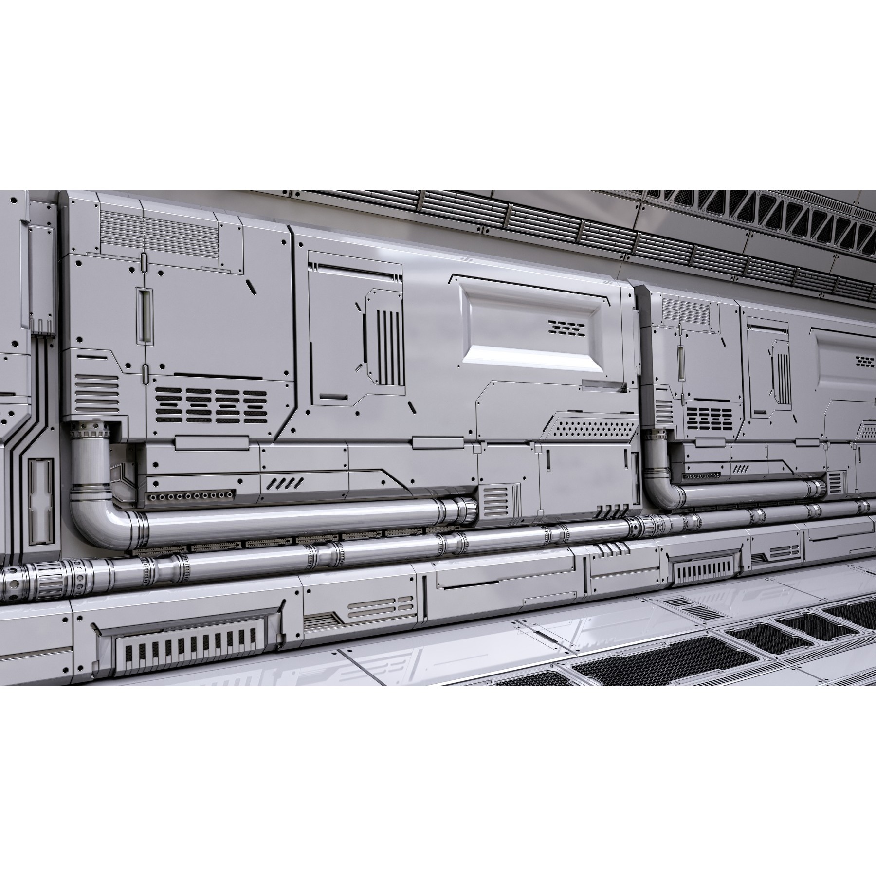 Sci-Fi Wall Panels Vol 01 - Game-Ready 3D Model - View 4