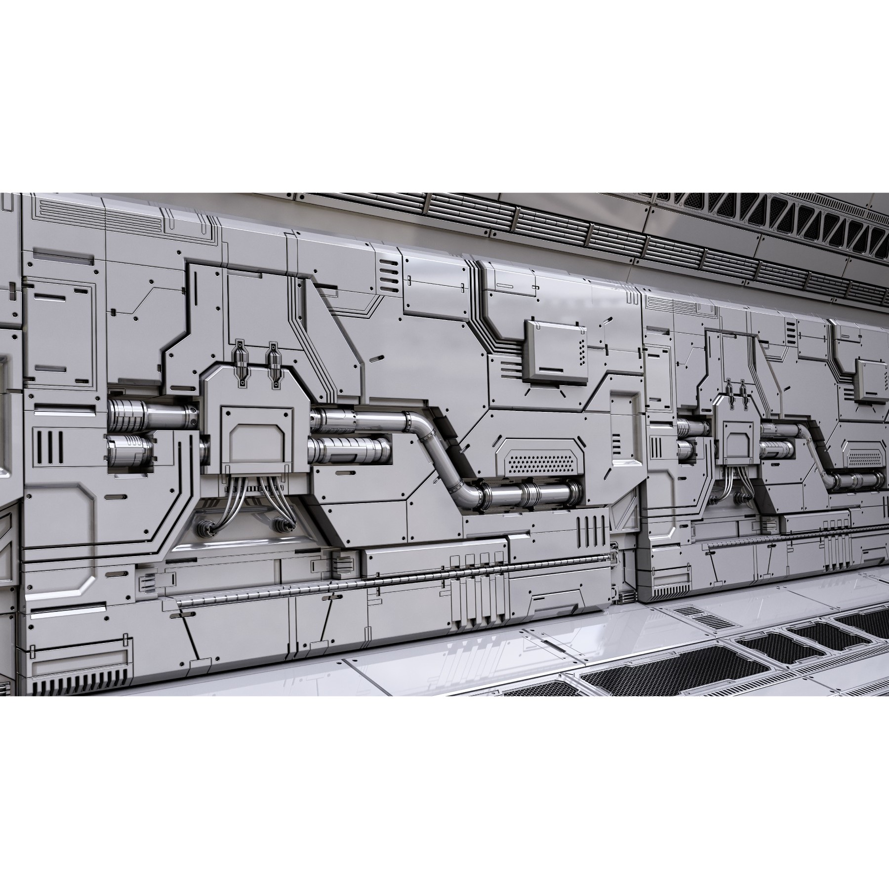 Sci-Fi Wall Panels Vol 01 - Game-Ready 3D Model - View 6