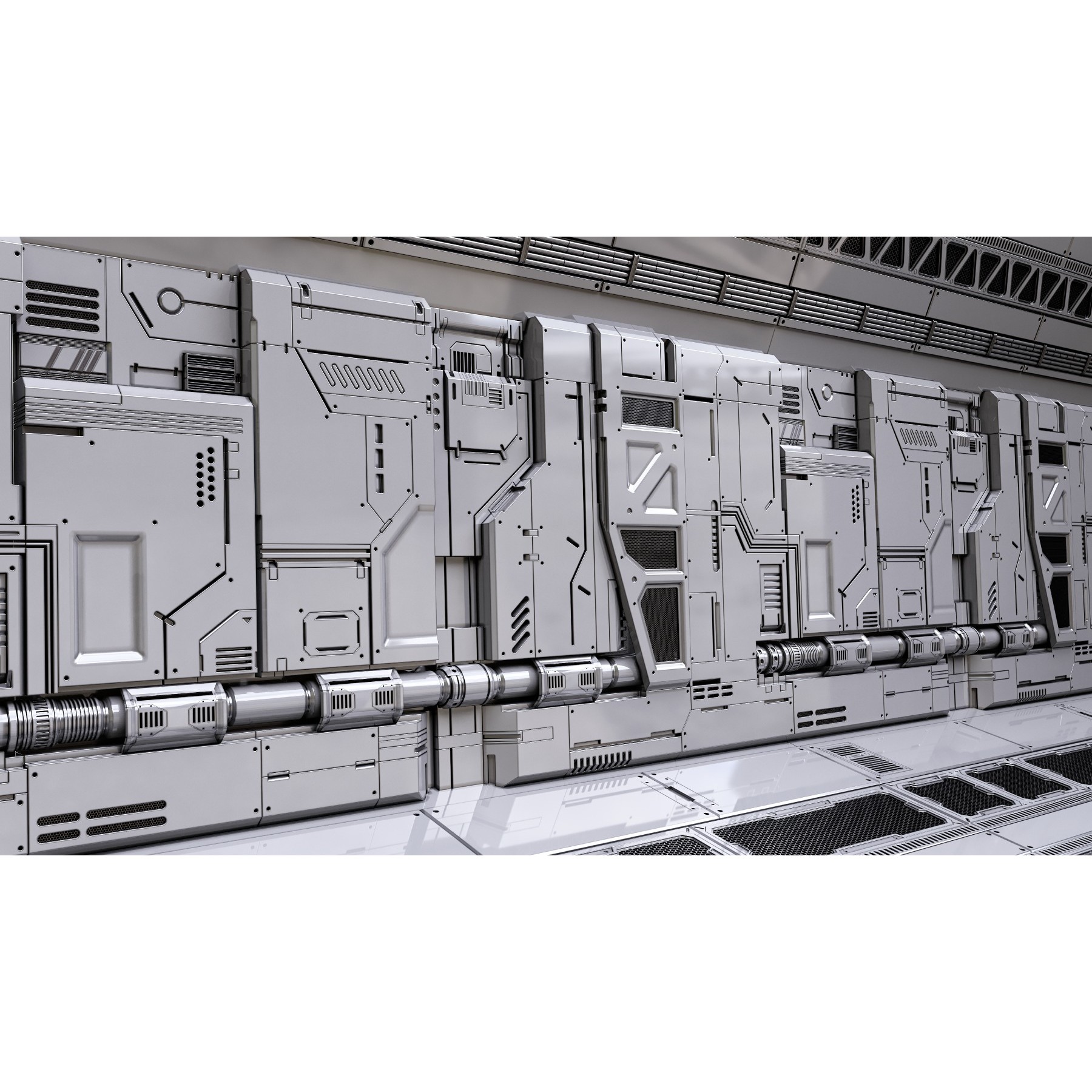 Sci-Fi Wall Panels Vol 01 - Game-Ready 3D Model - View 8