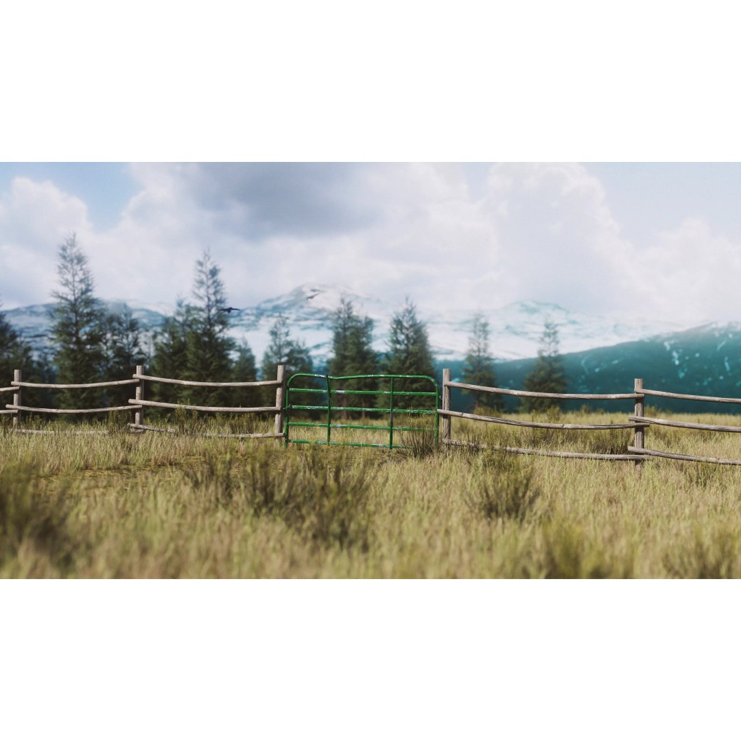 Mountain Fence Pack 3D Model – Low Poly Game Asset, FBX, PBR Textures - View 2