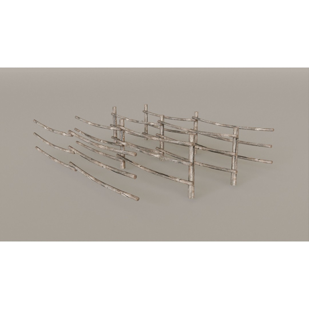 Mountain Fence Pack 3D Model – Low Poly Game Asset, FBX, PBR Textures - View 22