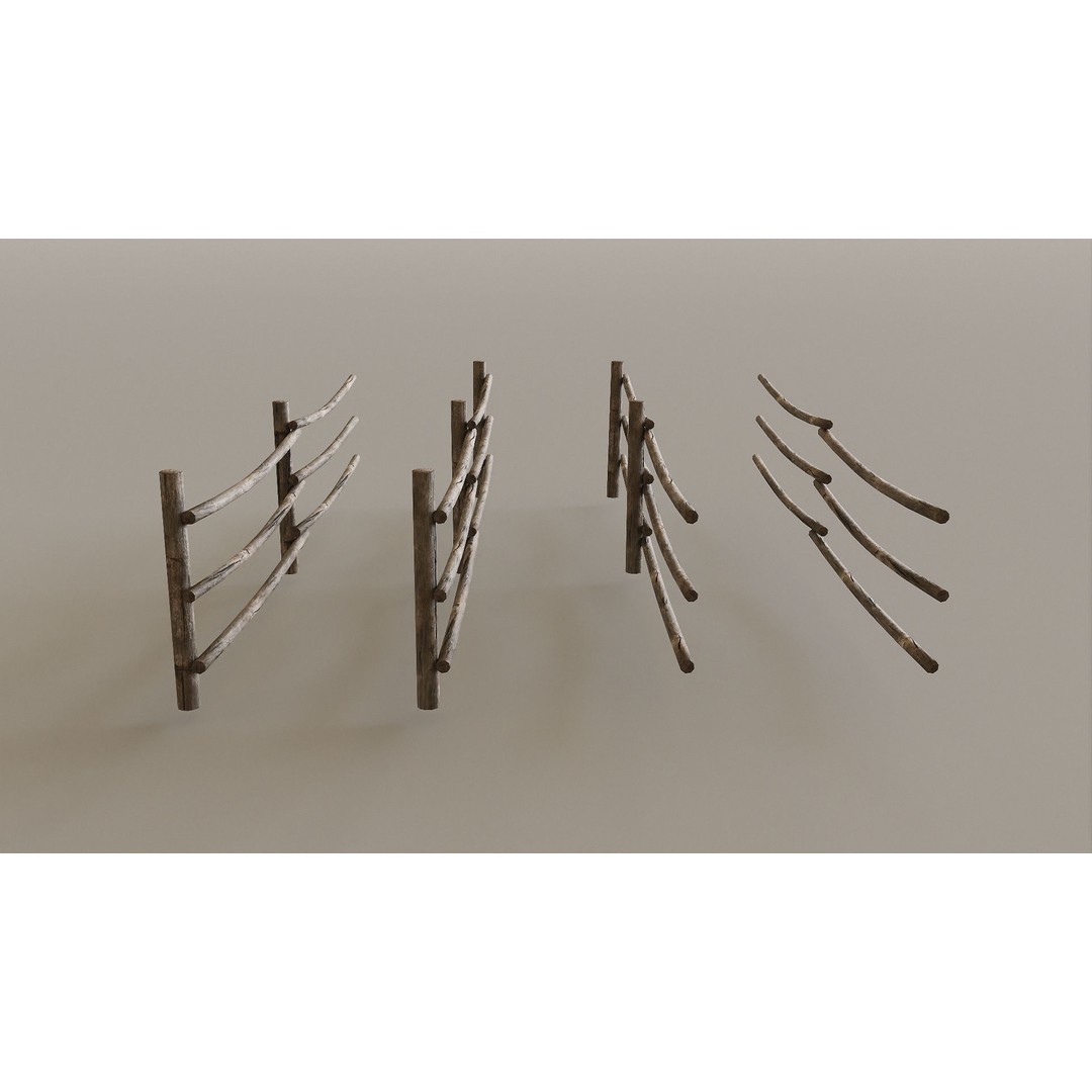 Mountain Fence Pack 3D Model – Low Poly Game Asset, FBX, PBR Textures - View 24