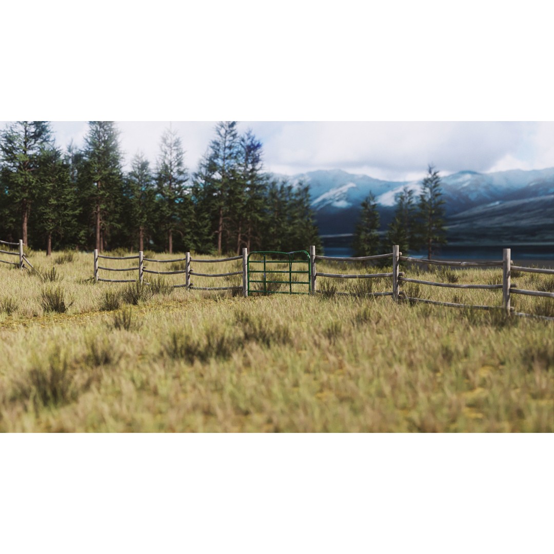 Mountain Fence Pack 3D Model – Low Poly Game Asset, FBX, PBR Textures - View 3