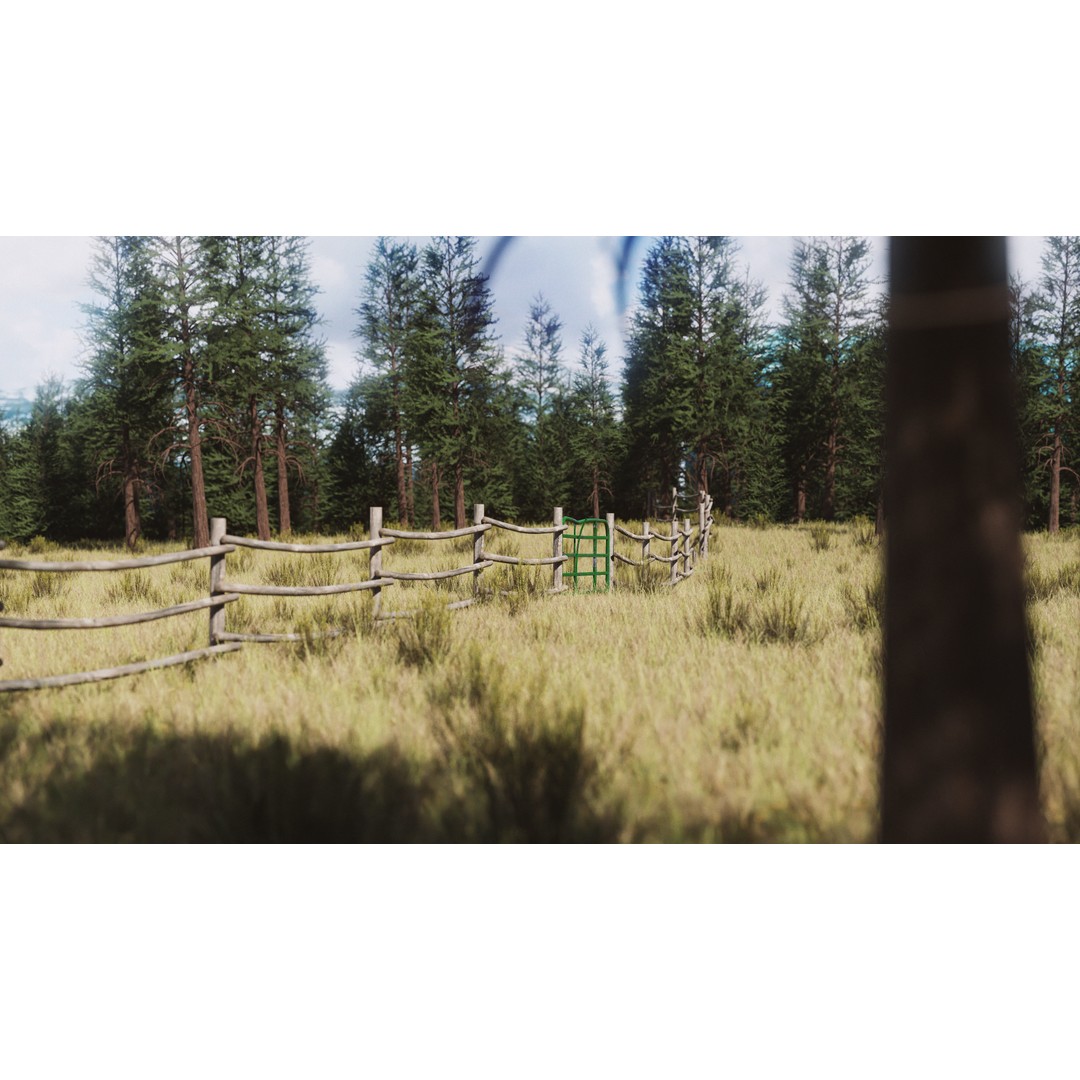 Mountain Fence Pack 3D Model – Low Poly Game Asset, FBX, PBR Textures - View 4