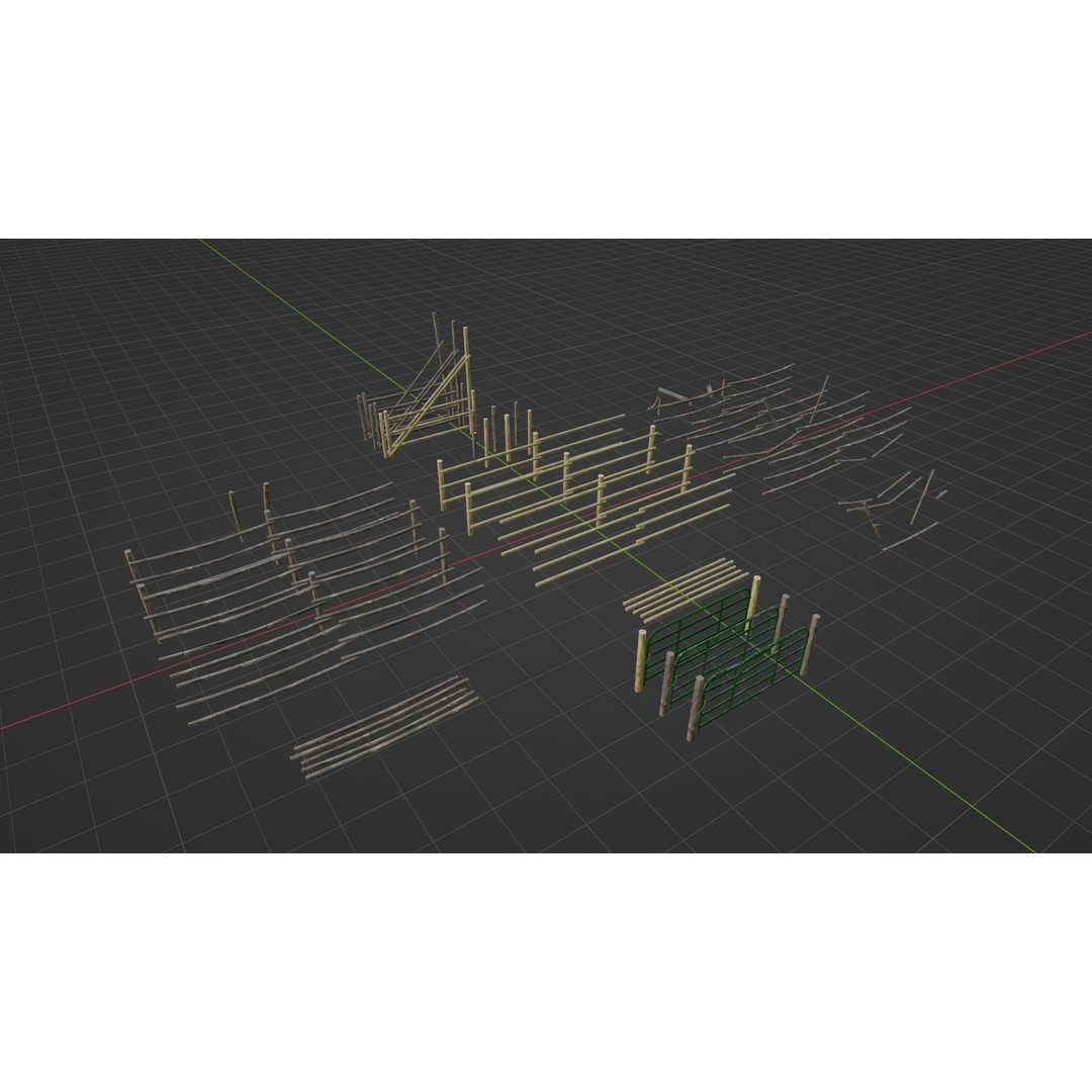 Mountain Fence Pack 3D Model – Low Poly Game Asset, FBX, PBR Textures - View 41