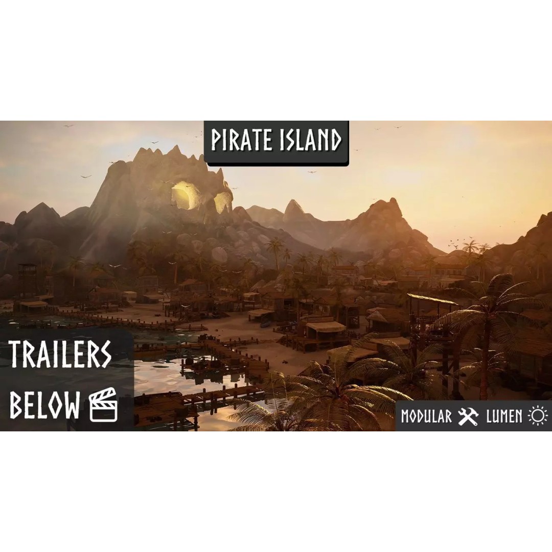 Pirate Island 3D Model – Low Poly Modular Game Asset, FBX, PBR - View 2