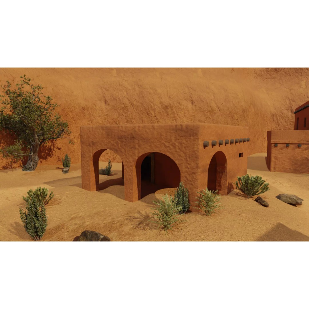 Desert Oasis Village 3D Model – Realistic Historic Environment, Blender - View 10