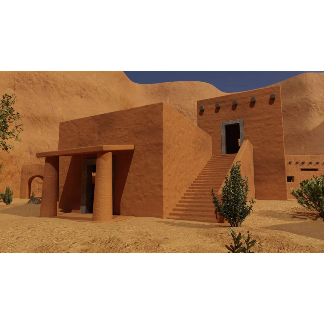 Desert Oasis Village 3D Model – Realistic Historic Environment, Blender - View 11