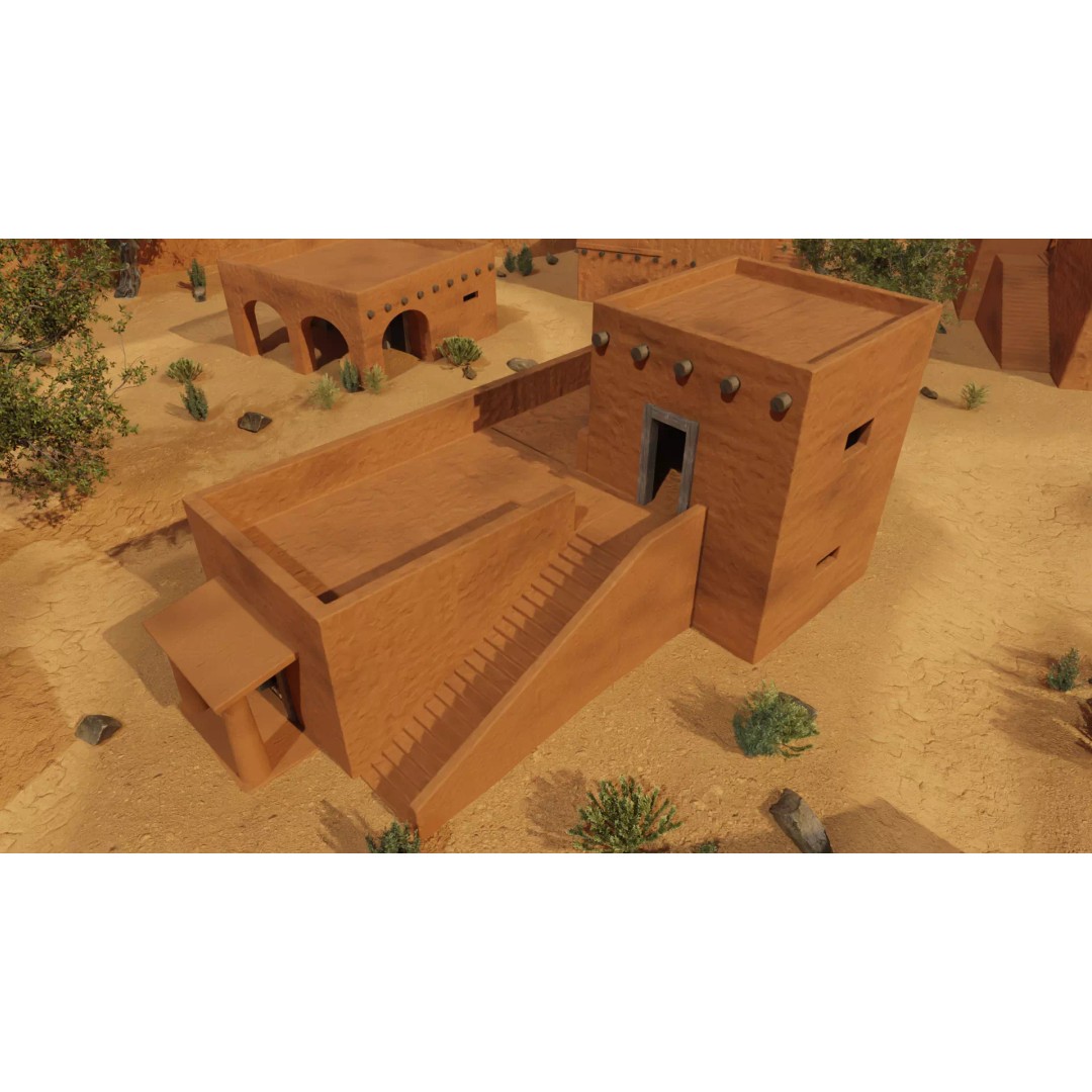 Desert Oasis Village 3D Model – Realistic Historic Environment, Blender - View 14
