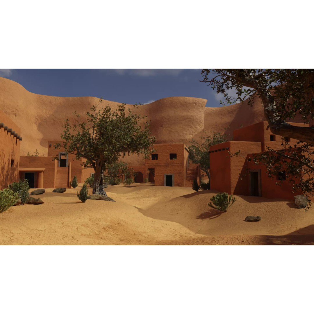 Desert Oasis Village 3D Model – Realistic Historic Environment, Blender - View 15