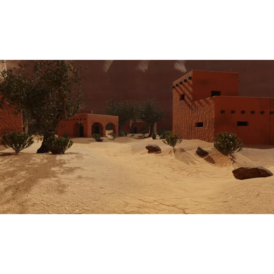 Desert Oasis Village 3D Model – Realistic Historic Environment, Blender - View 16