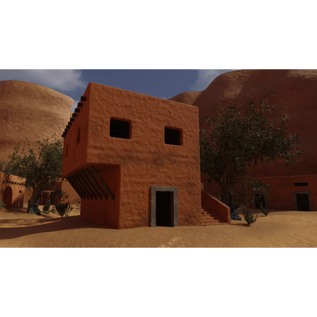 Desert Oasis Village 3D Model – Realistic Historic Environment, Blender - View 19