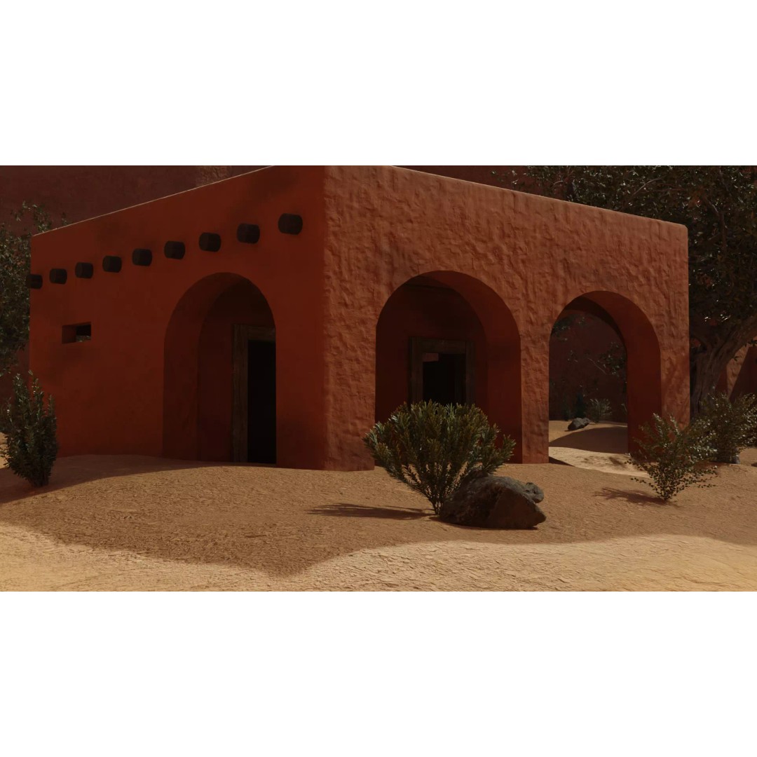 Desert Oasis Village 3D Model – Realistic Historic Environment, Blender - View 21