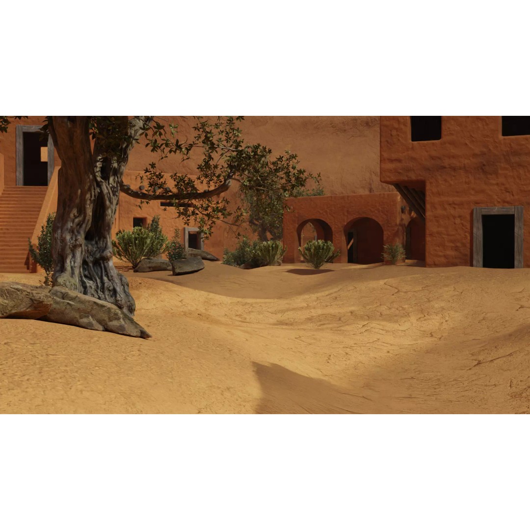 Desert Oasis Village 3D Model – Realistic Historic Environment, Blender - View 22