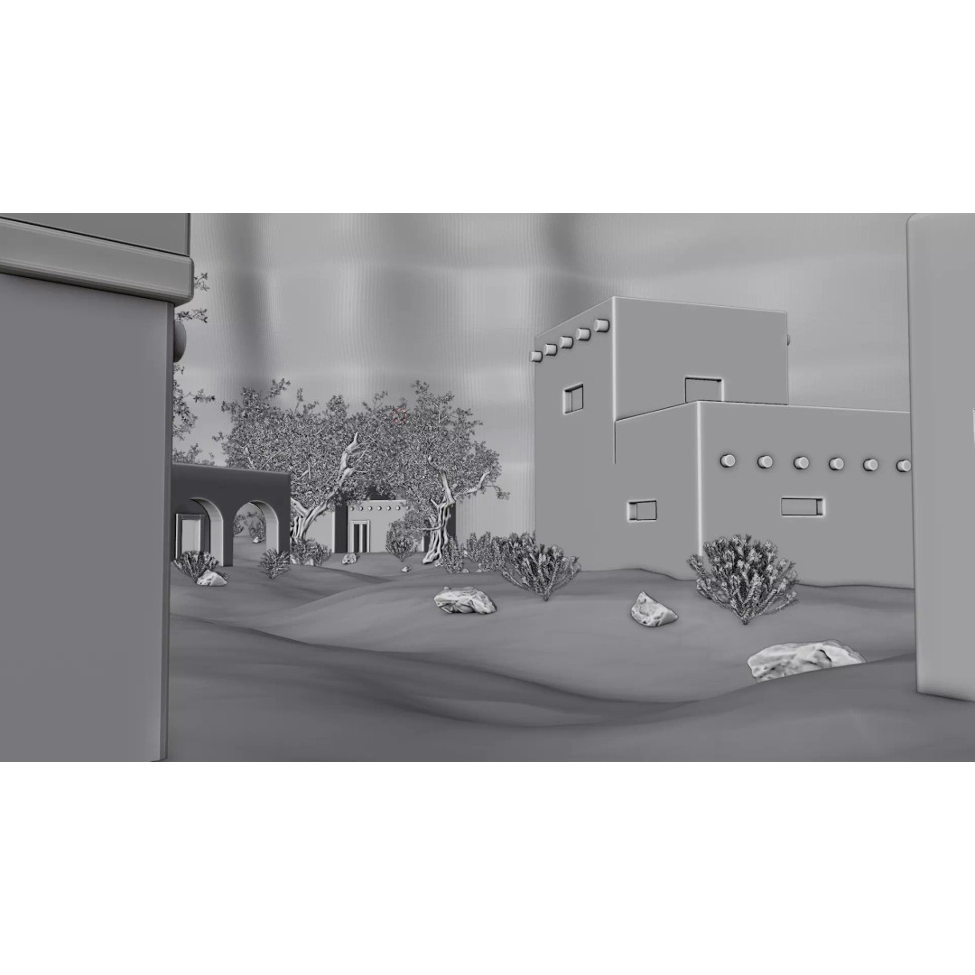 Desert Oasis Village 3D Model – Realistic Historic Environment, Blender - View 25