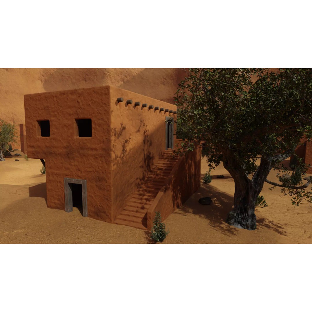 Desert Oasis Village 3D Model – Realistic Historic Environment, Blender - View 3
