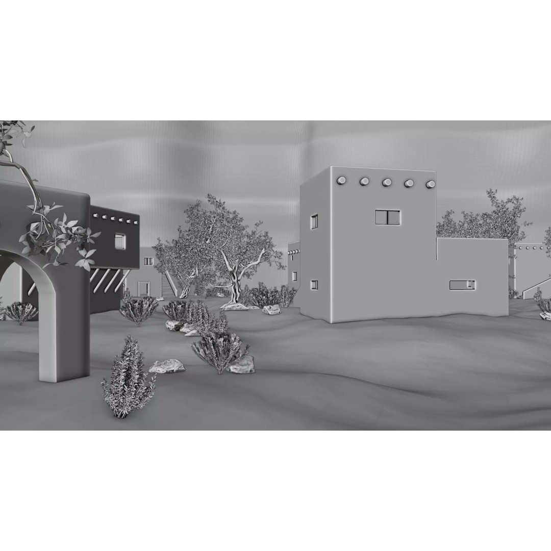 Desert Oasis Village 3D Model – Realistic Historic Environment, Blender - View 31