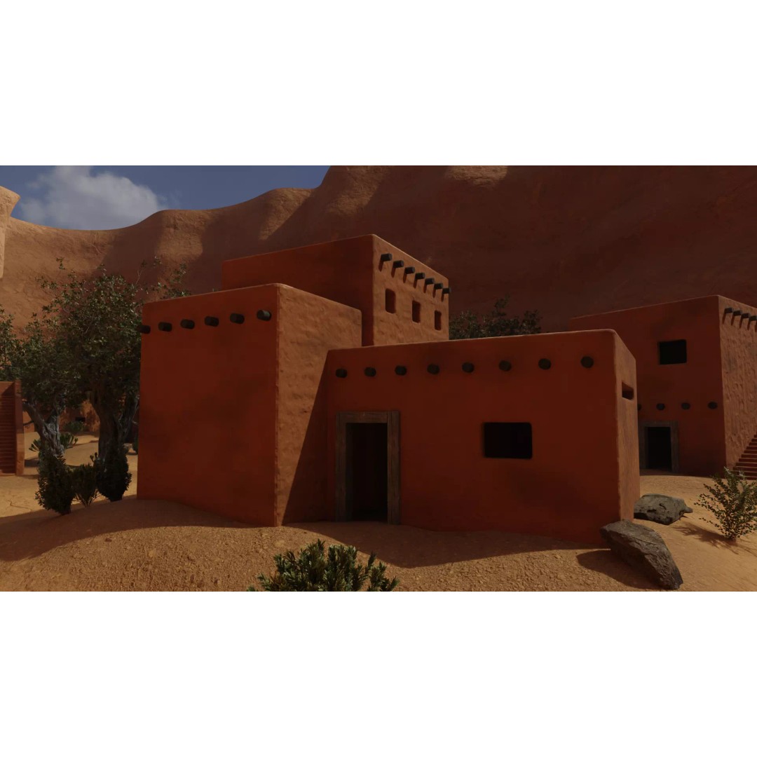 Desert Oasis Village 3D Model – Realistic Historic Environment, Blender - View 5