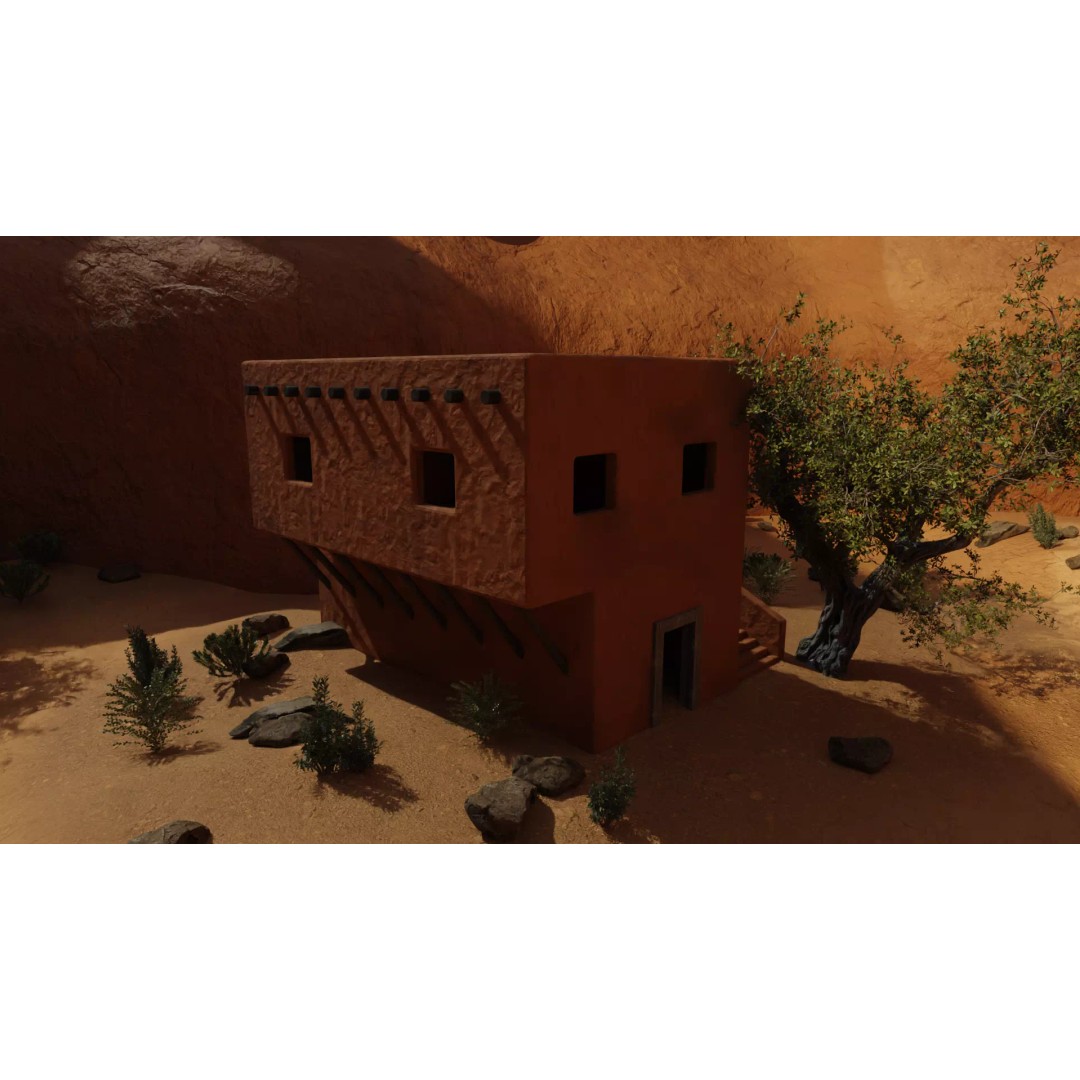 Desert Oasis Village 3D Model – Realistic Historic Environment, Blender - View 6