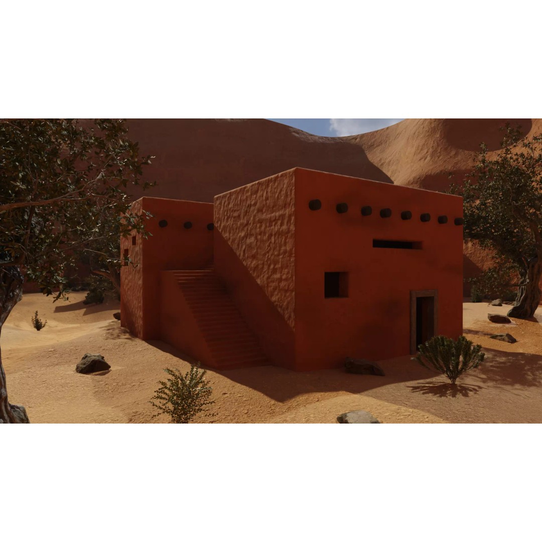 Desert Oasis Village 3D Model – Realistic Historic Environment, Blender - View 7