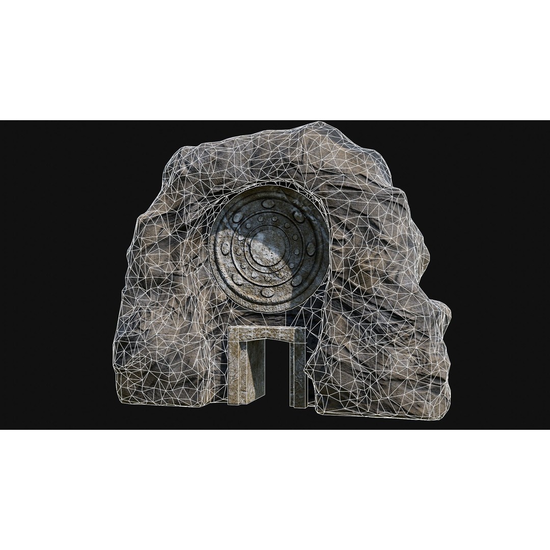 Cave Entrance 3D Model – Low Poly Game-Ready Ancient Temple Asset, FBX - View 12