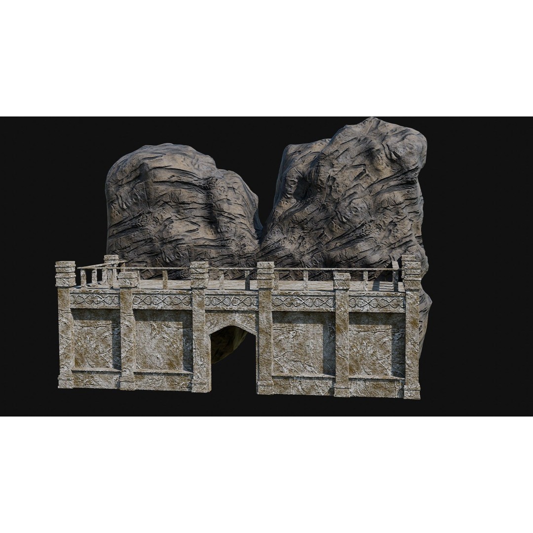 Cave Entrance 3D Model – Low Poly Game-Ready Ancient Temple Asset, FBX - View 15