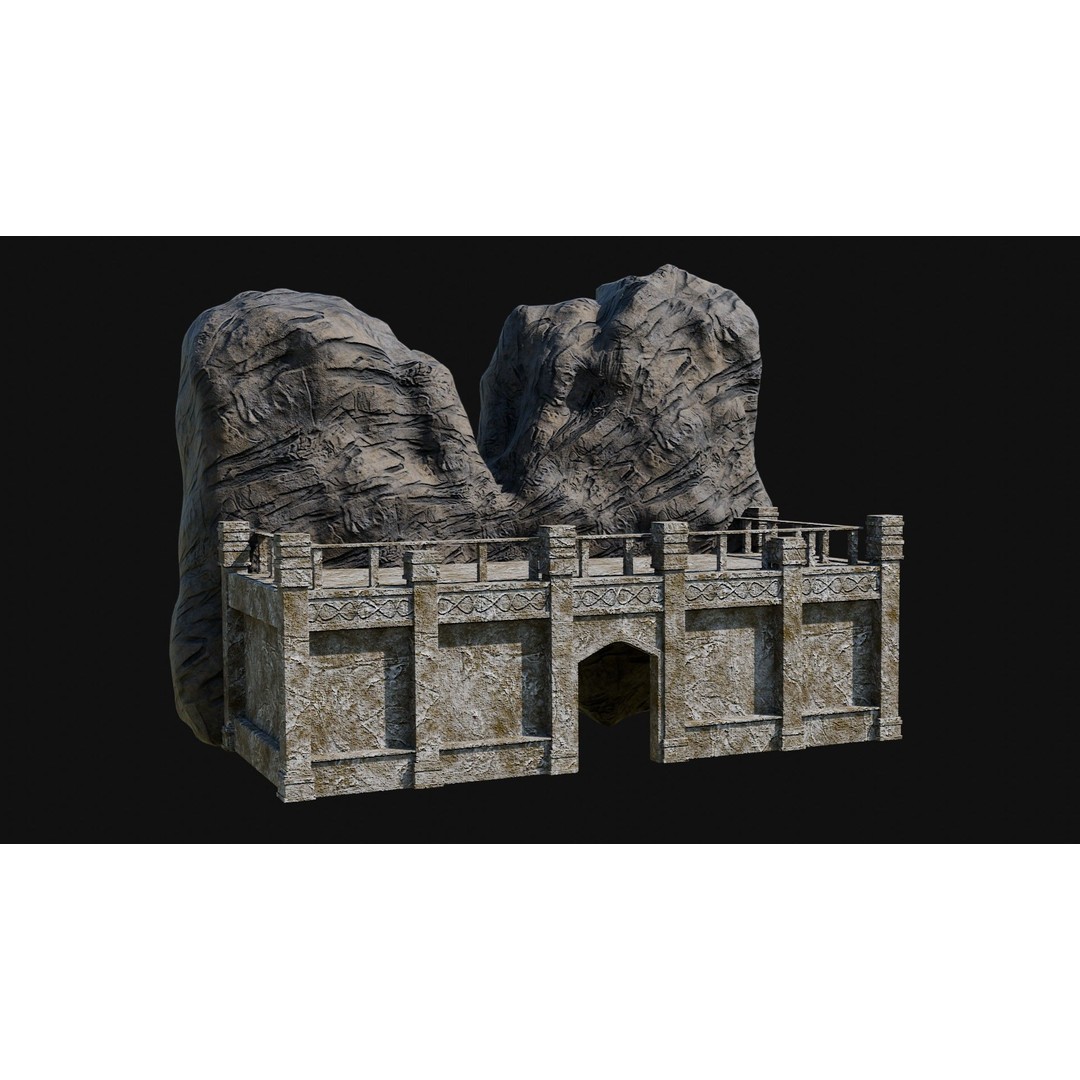 Cave Entrance 3D Model – Low Poly Game-Ready Ancient Temple Asset, FBX - View 17
