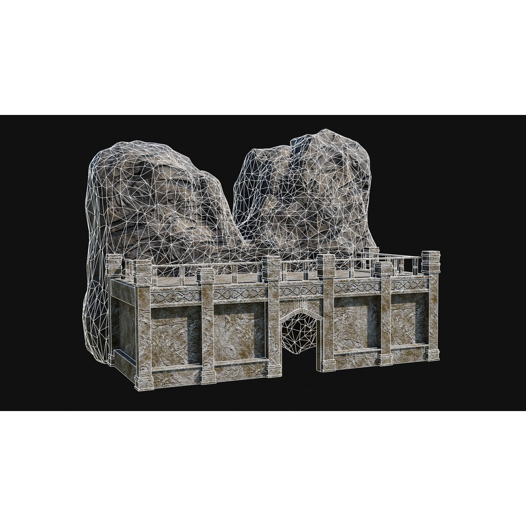 Cave Entrance 3D Model – Low Poly Game-Ready Ancient Temple Asset, FBX - View 20