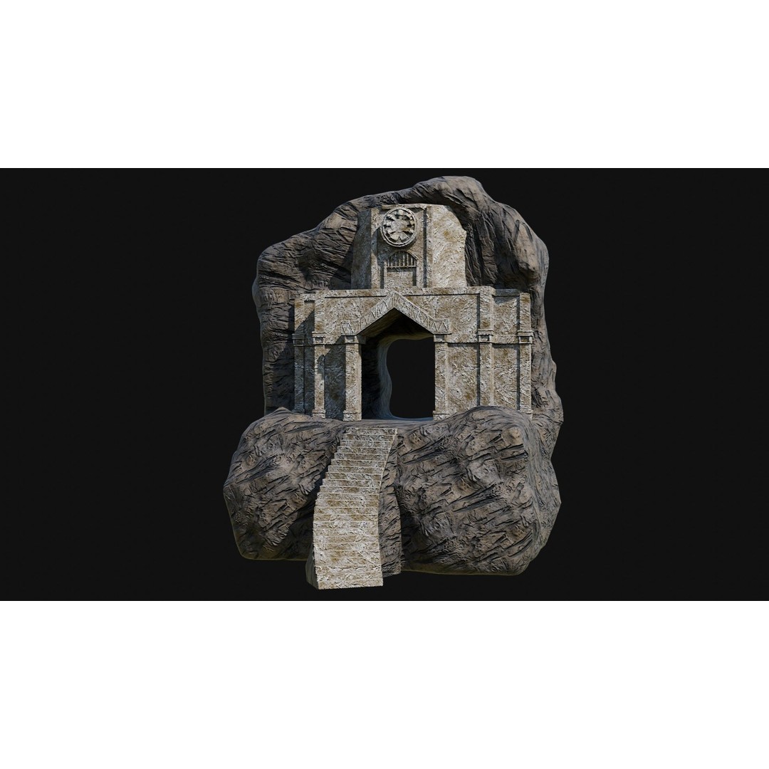 Cave Entrance 3D Model – Low Poly Game-Ready Ancient Temple Asset, FBX - View 21