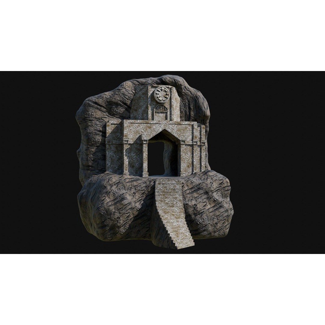 Cave Entrance 3D Model – Low Poly Game-Ready Ancient Temple Asset, FBX - View 23