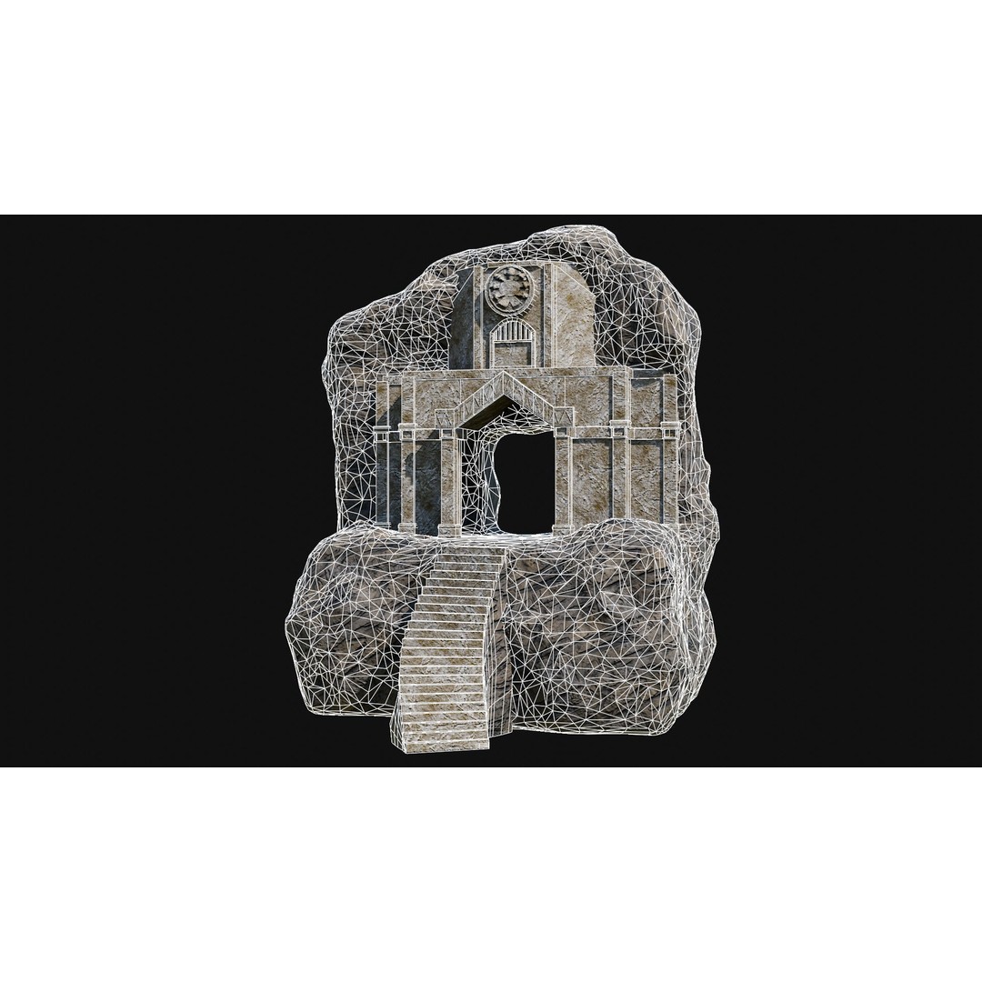 Cave Entrance 3D Model – Low Poly Game-Ready Ancient Temple Asset, FBX - View 24