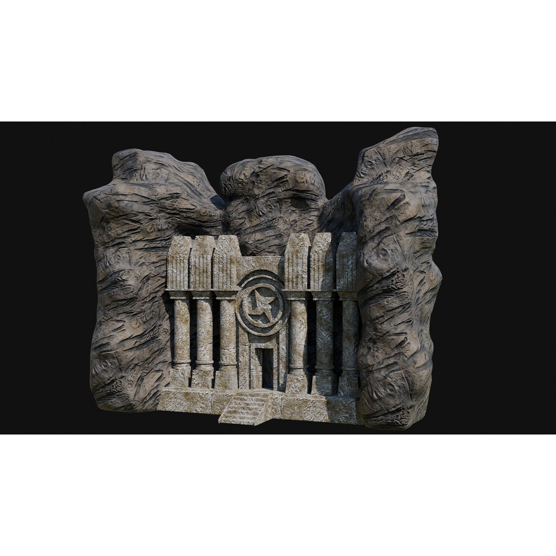 Cave Entrance 3D Model – Low Poly Game-Ready Ancient Temple Asset, FBX - View 33